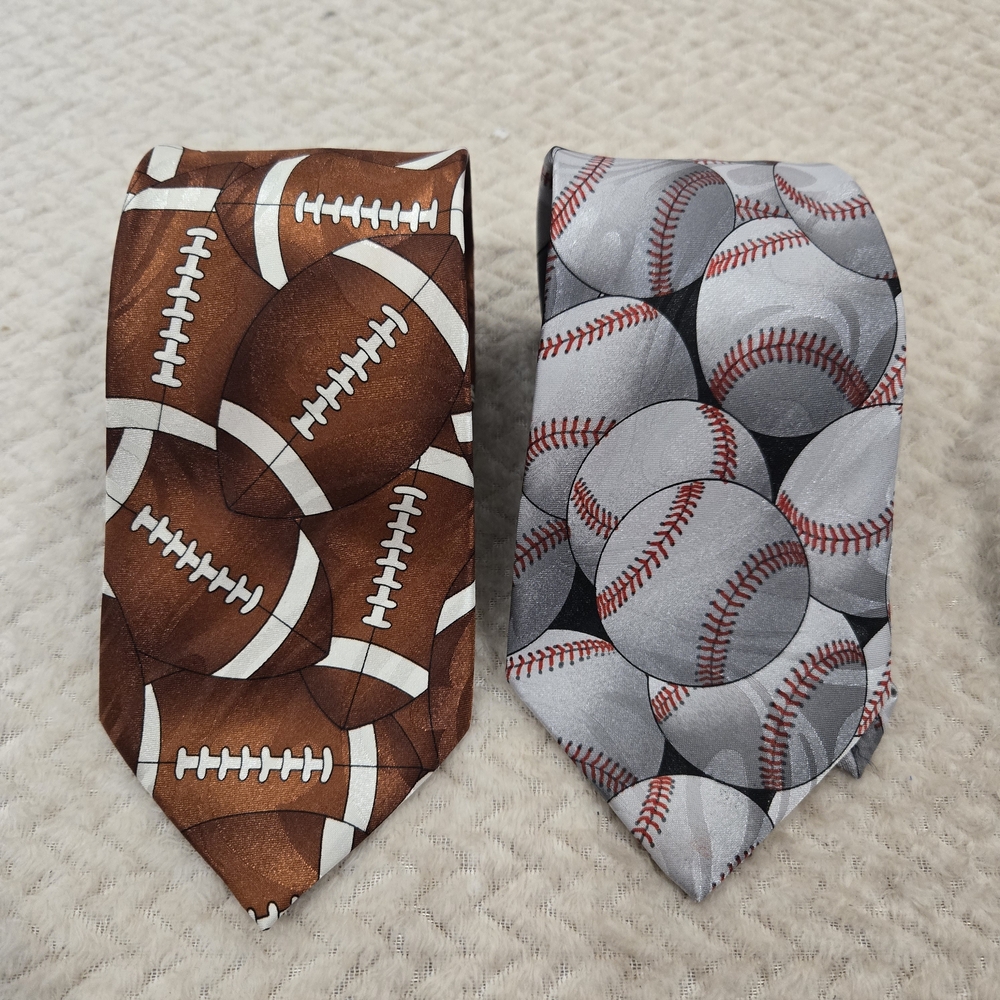 2 Steve Harris Mens Tie Football And Baseball Patterns Handmade.